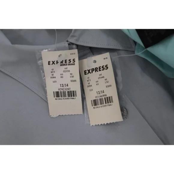 NWT lot of 2 express women's 13/14 button up collared shirt cotton blend career - Picture 7 of 11